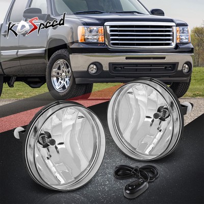 Clear Lens Front Bumper Fog Light Lamps for 07-14 GMC Sierra 1500 2500HD 3500HD