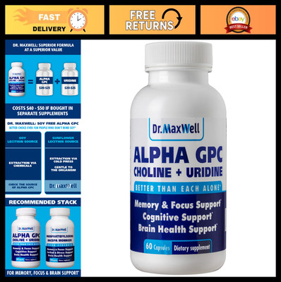 Alpha GPC 600mg + Uridine - Choline Enhancer, Soy Free, No Fillers, 60 Pills