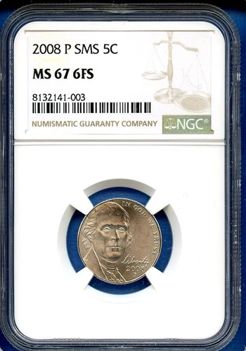 2008 P NGC SMS MS67 6FS Jefferson Nickel 5c US Mint Coin 2008-P MS-67 6FS