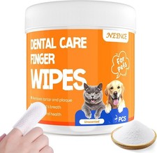 NEENCE Pet Teeth Cleaning Wipes for Dogs  Cats,Pet Dental Care Finger Wipes 100