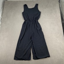 Boohoo Black Sleeveless Wide Leg Jumpsuit Elastic Waist Pockets Culotte Style