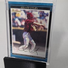 Topps 2002 Bowman Autographs Chase Utley # Phillies On Card Auto 133 /303