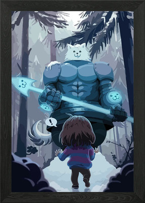 Undertale Papyrus Bosskampf gerahmtes Wandbild Poster Leinwanddruck Bild