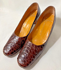 Vintage Custom Made Caprini Brown Alligator Heels 7 AAA H125