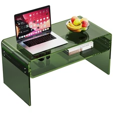 Acrylic Coffee Table for Living Room Clear Rectangle Lucite Table with Open S...