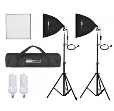 2x Daylight Set ET-50cm Softbox, 1400W E27 Lampe, Stativ, Tasche 5500K Fotolicht