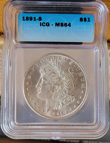 1891-S Morgan Silver Dollar $1 ICG MS64  Beautiful Coin !!