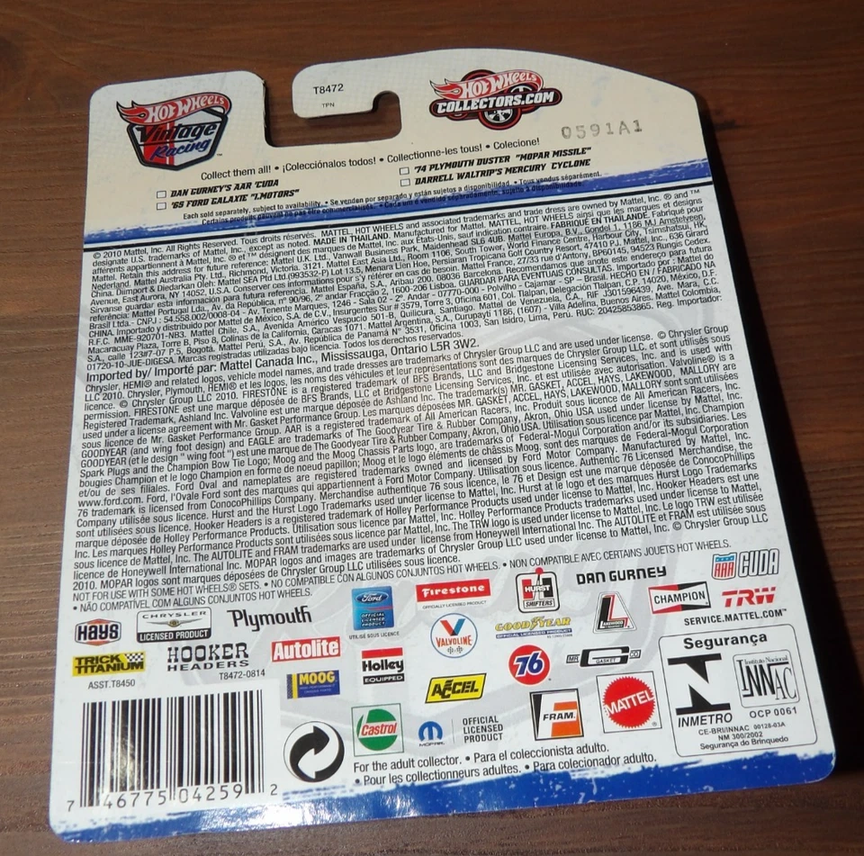 Hot Wheels Vintage Racing 2011 - Darrell Waltrip’s Mercury Cyclone Foto 3 de 3