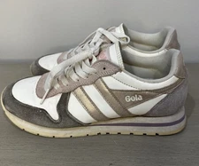 Gola Women's Grandslam Quadrant Sneaker Off White/Pearl Pink/Gold Size 6