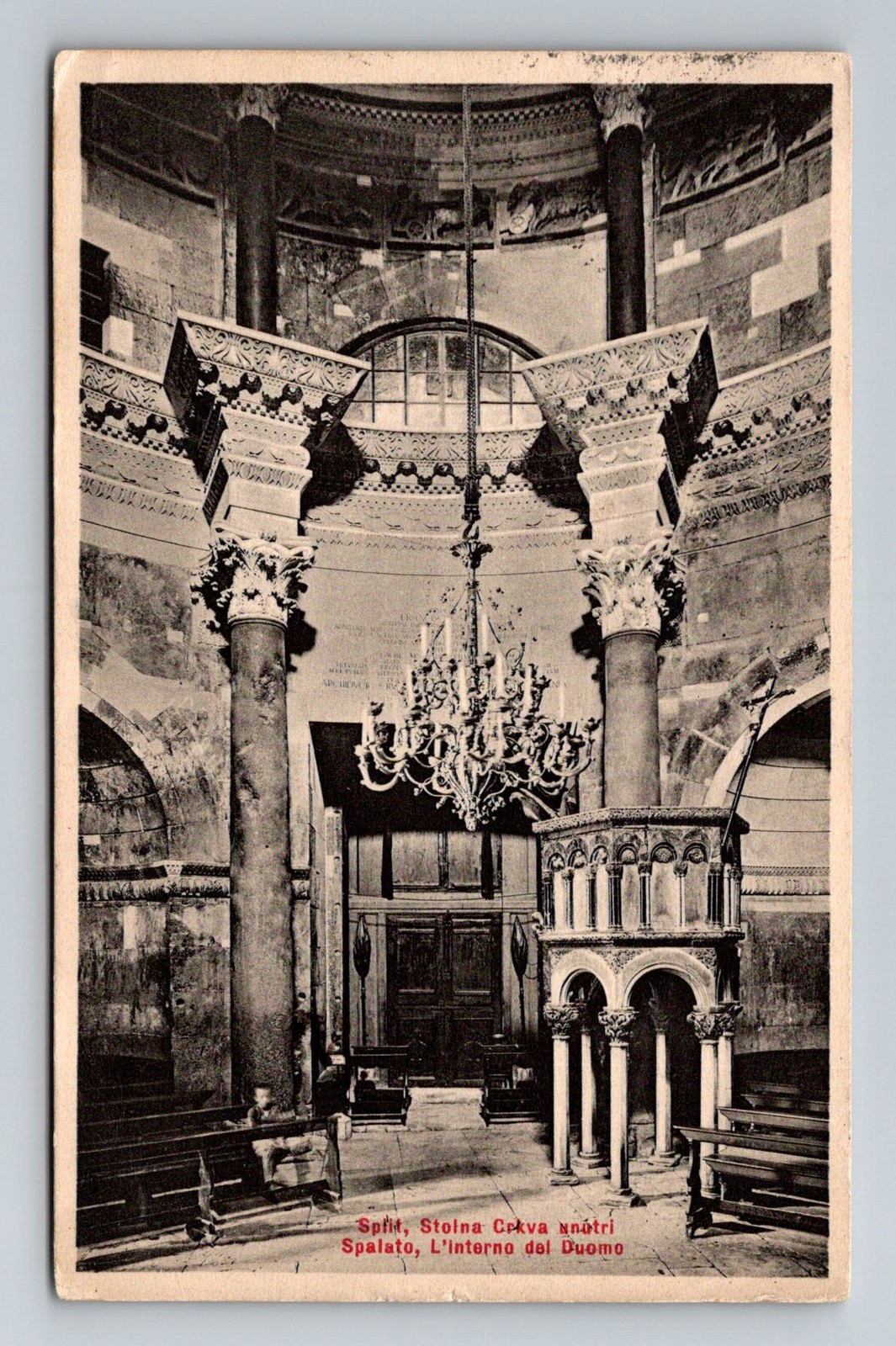 Croatia- Split Interior Of The Cathedral Old Postal Card View Vintage Postcard