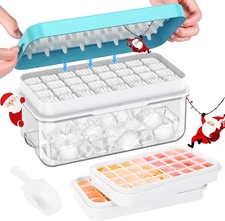 Ice Cube Tray with Lid and Bin, 64 pcs Ice Trays for Freezer, Ice Cube Trays ...