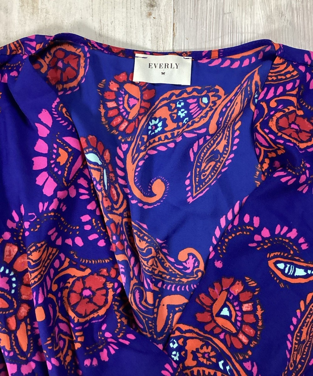 Everly Blue Romper With Red Paisley Design Women's XS View 4