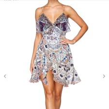 Camilla Tales of Tatiana Silk Wrap Dress with Frill Crystal Embellished Size L