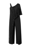 Ulla Popken Damen Jumpsuit Spitzen ÜBerwurf Weites Bein Gr 54,56
