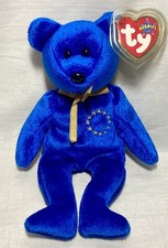 Rare 2001 Ty European Exclusive Beanie Baby UNITY The Blue Bear New With Tags