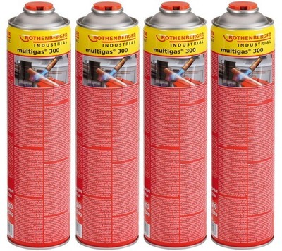 4 x Rothenberger Gaskartusche Multigas 300 Universalgas Schraubkartusche 7/16