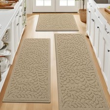 Kitchen Rugs Sets of 3 Non Slip Washable Polypropylene Low Pile Absorbent