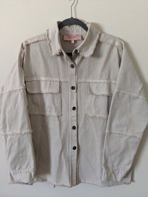 Scandal Made in Italy Women's Button Long Sleeve Shirt Rugged Beige SIZE LARGE