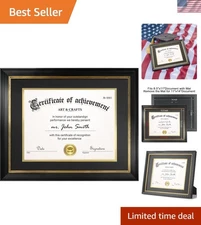 Diploma Frame with Mat 11x14 Black Frame for Certificate Degree Document