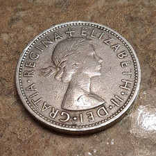 1964 Great Britain Florin Two Shillings Elizabeth II Tudor Rose KM#910 CN