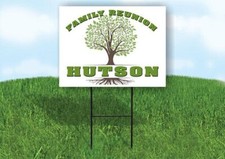 HUTSON FAMILY REUNION GR TREE 18 in x24 in Yard Sign Road Sign with Stand
