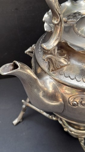 Antique Silver-Plated E.P.B.M. Teapot on Stand w Burner Victorian English Rare - Bild 14 von 22