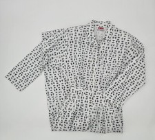 Vintage 80s FADS Cotton Jumpsuit Women's size 9/10 White Print Shoulder Pads USA