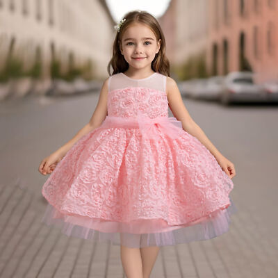 Kids Girls Christmas Party Wedding Dresses Summer Casual Mesh Tutu Dress  Evening | eBay
