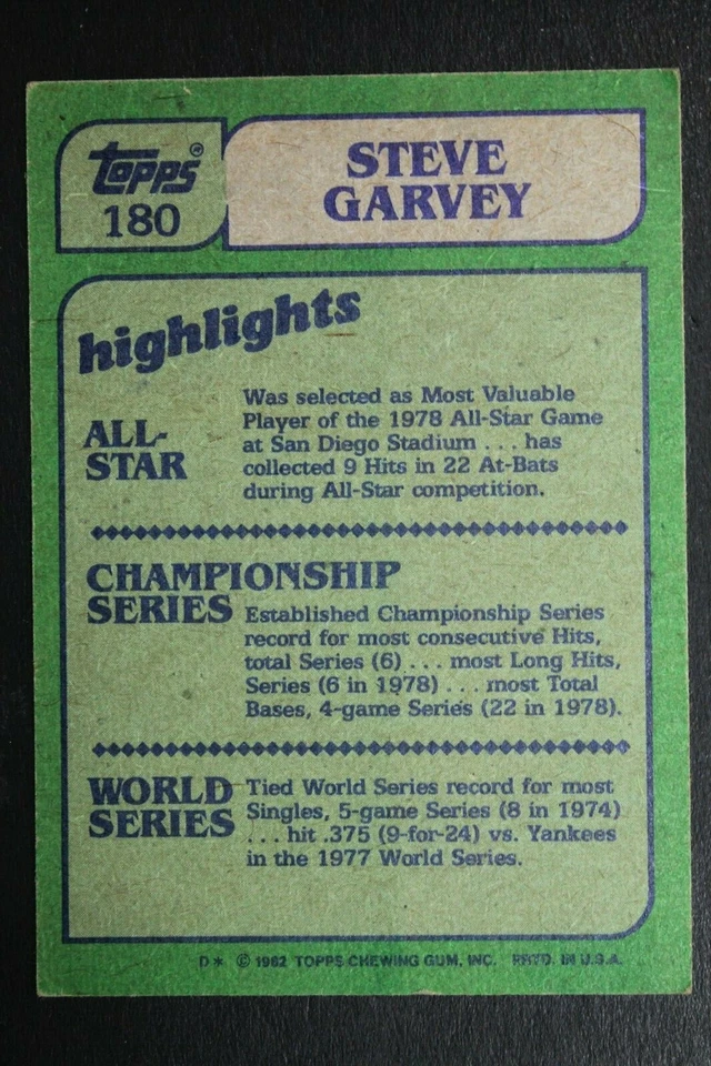 Steve Garvey LA Dodgers Autographed 1982 Topps #180 Signed IN ACTION Card BAS - Image 4 of 4