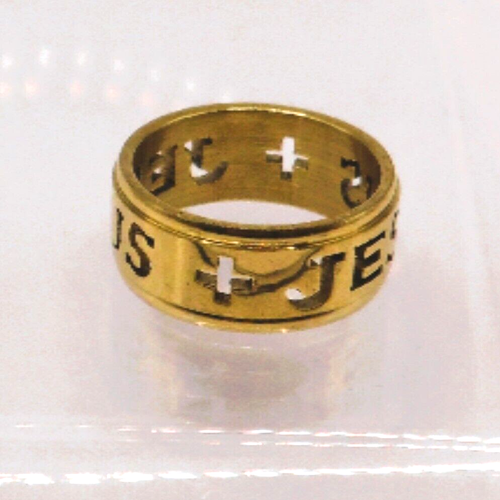 Jesus Goldtone Pinky Ring Small 1 inch in diameter Unisex - Picture 5 of 6