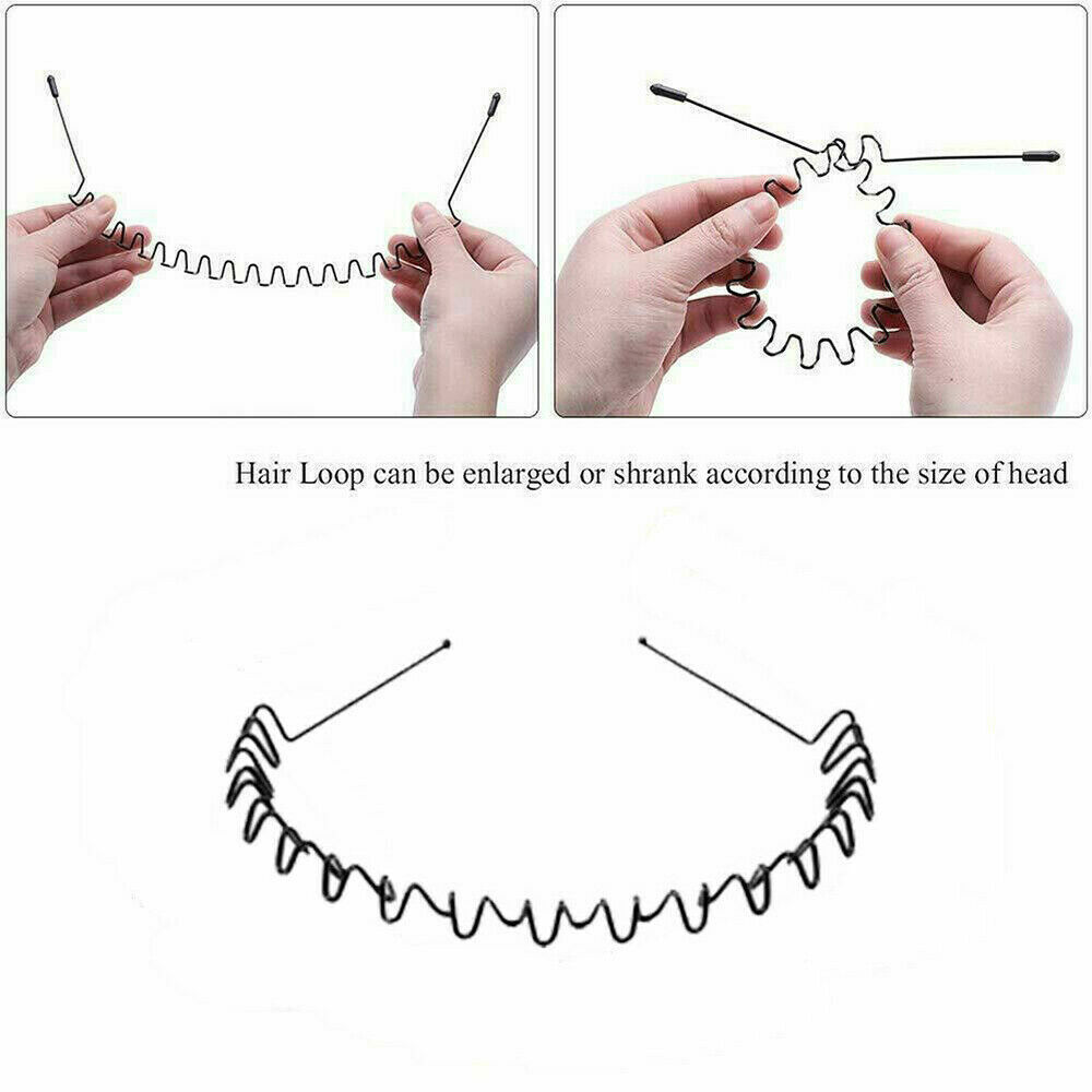 6PCS Metal Hair Headband Wave Style Hoop Band Comb Sports Hairband for Men Women