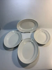 NEW SET OF 4 STEELITE INTERNATIONAL 10.5" OVAL RIMMED PLATTERS PLATES  England
