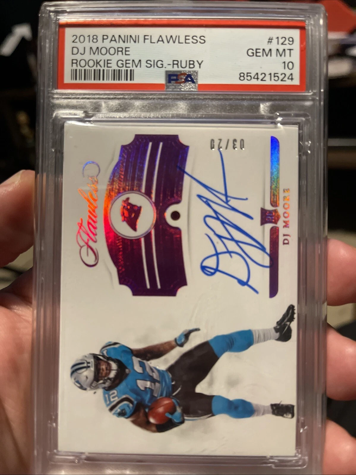 DJ Moore Panini Flawless #129 Rookie Gem Signature-Ruby