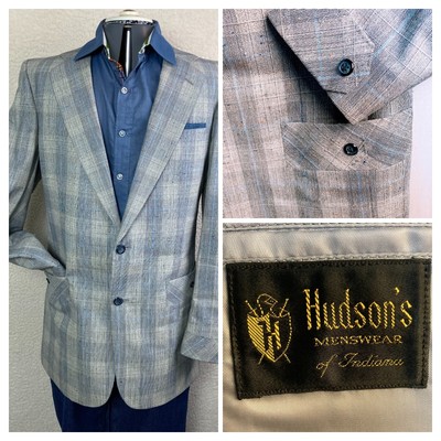 Hudsons Menswear Sports Coat Blazer 42 Long Vintage 70/80s Wool Silk Blend NEW