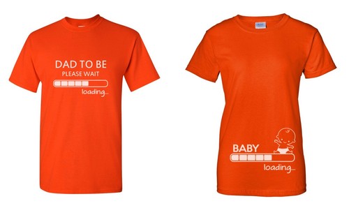 Pregnancy Announcement Shirt Set Baby Loading Dad To Be Funny Matching Tees - Picture 5 of 7