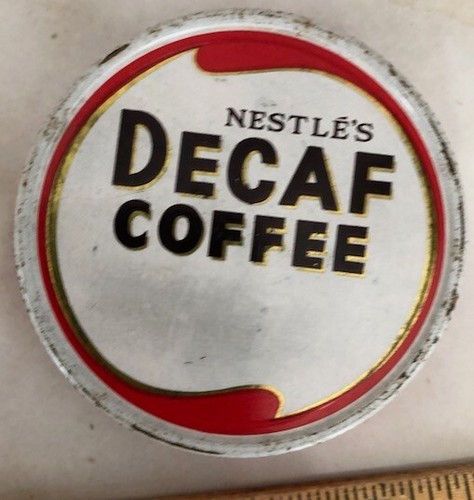 Coffee Jar Lid Nestle Decaf 1960s Twist-Off Bottle Top Vintage Original Old