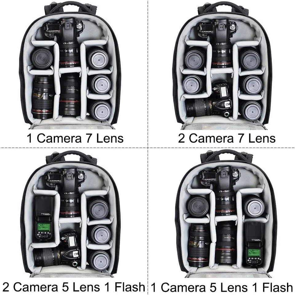 CADeN Camera Backpack Professional DSLR Bag with USB Charging Port Rain Cover - Image 2 of 4