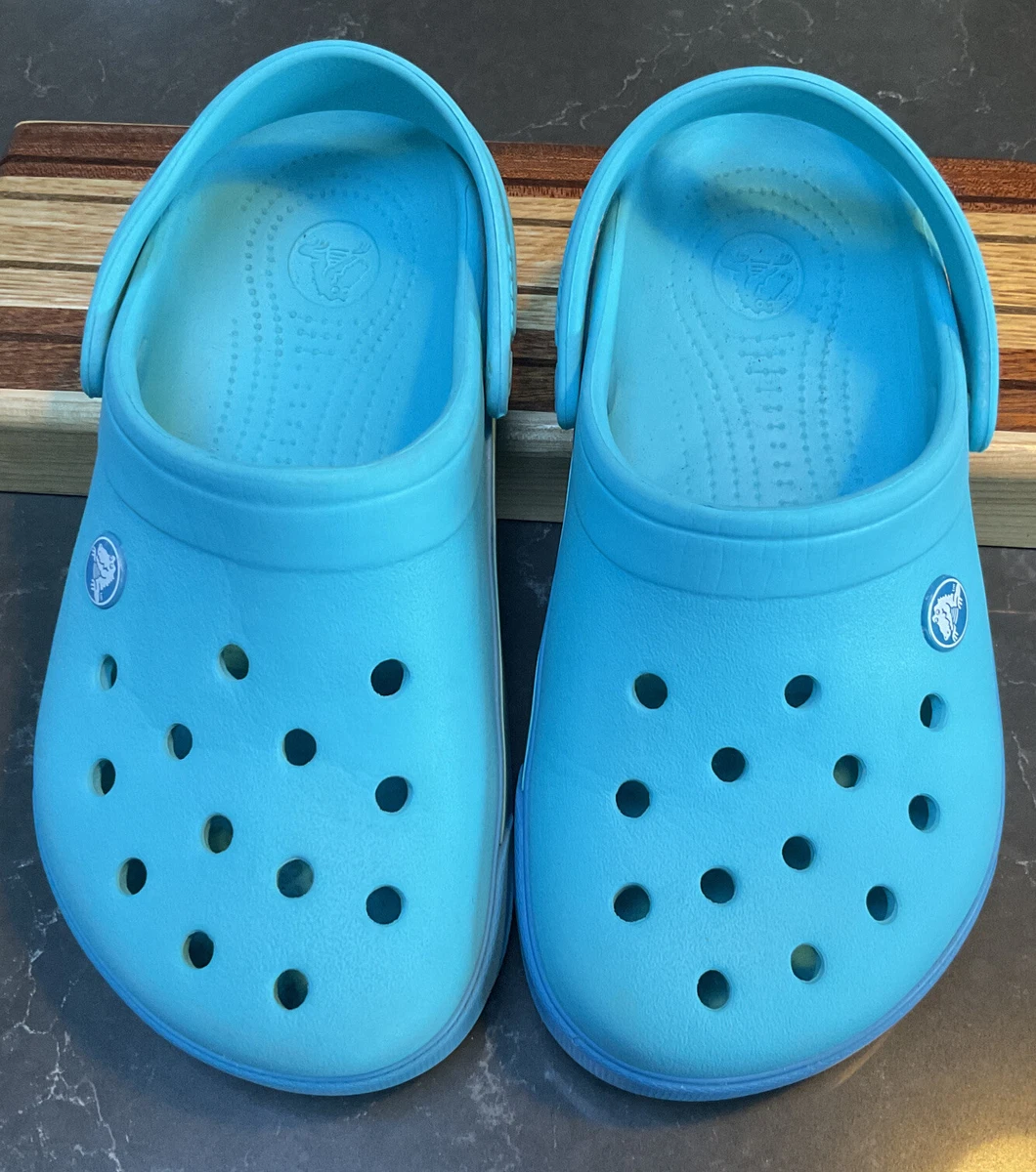 Crocs Crocband Juniors 3 Clogs Slip On Aqua Blue Waterproof Shoes