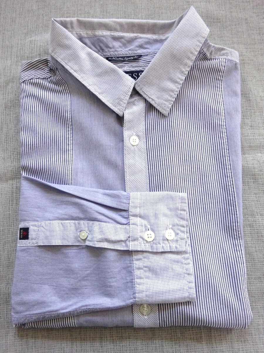 Chemise Homme GUESS Blanche, Manches Longues, Coton, Taille XL - état Très Bon