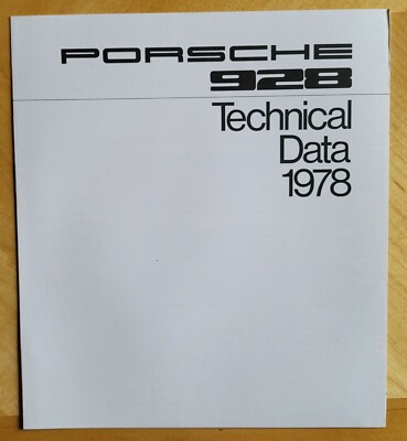 Vintage Rare Dealer Brochure 1978 Porsche 928 Technical Data