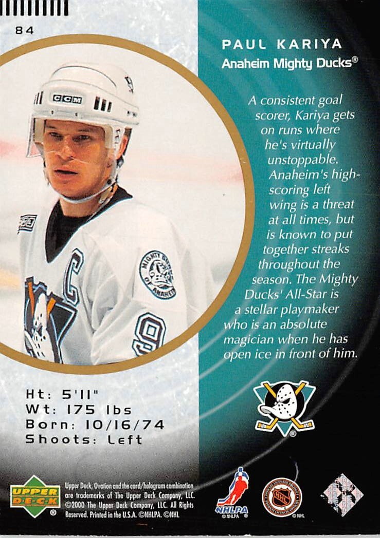 1999-00 Upper Deck Ovation #84 Paul Kariya SS SP | eBay