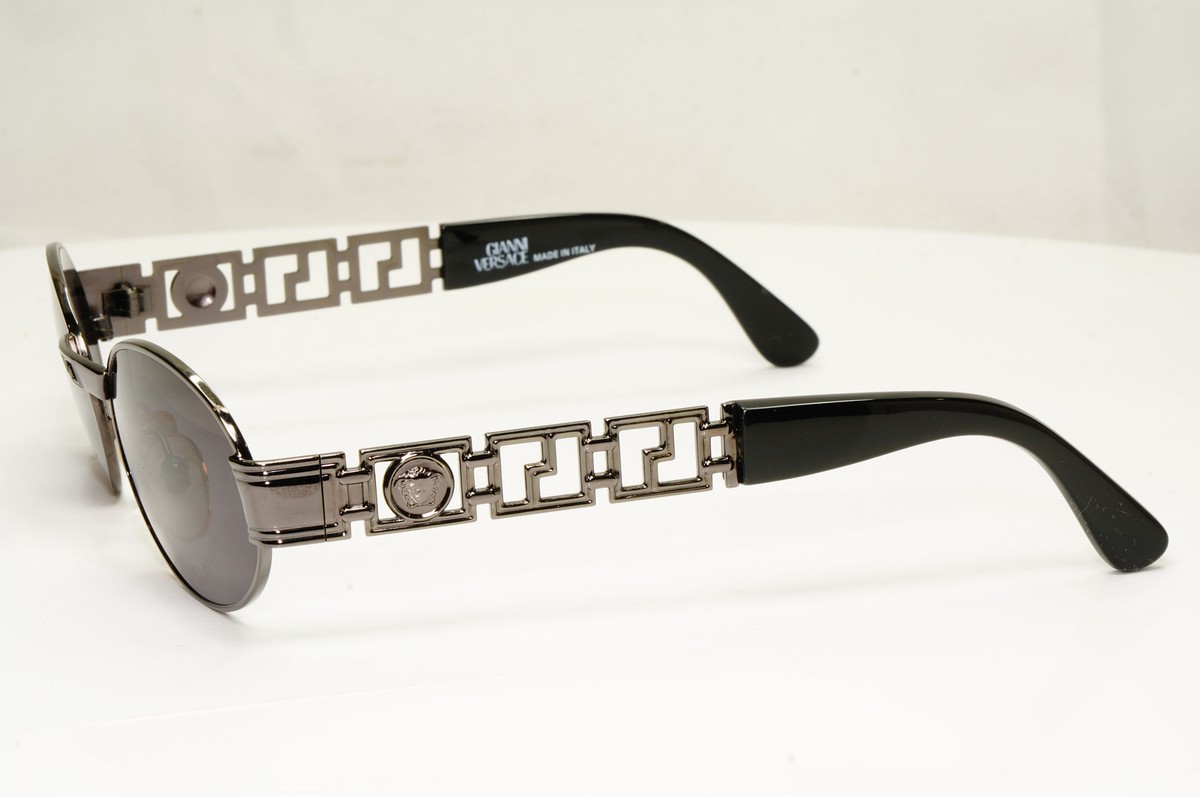 Gianni Versace 1996 Vintage Gunmetal Medusa Metal Sunglasses