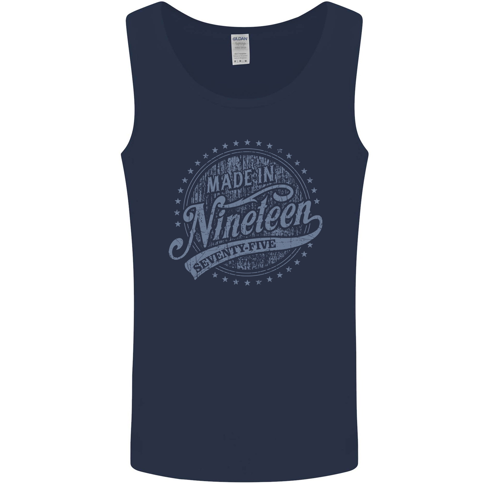 Distressed 50th Birthday Made In 1975 Mens Vest Tank Top Navy Blue
