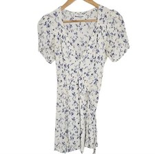 Reformation Ellwood Dress Sidnead White Blue Floral Wrap Mini Size Small