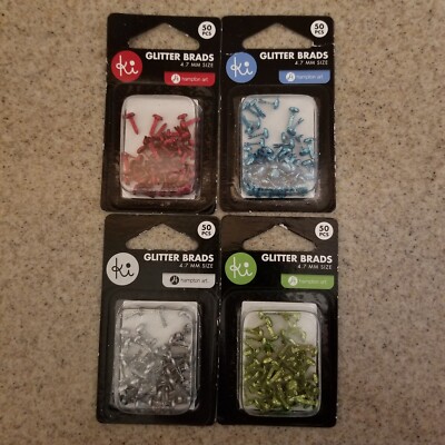 Ki Memories 4.7mm Glitter Brads - 1 pkg ea of Red, Lime, Silver & Lt Blue=4 pkg.