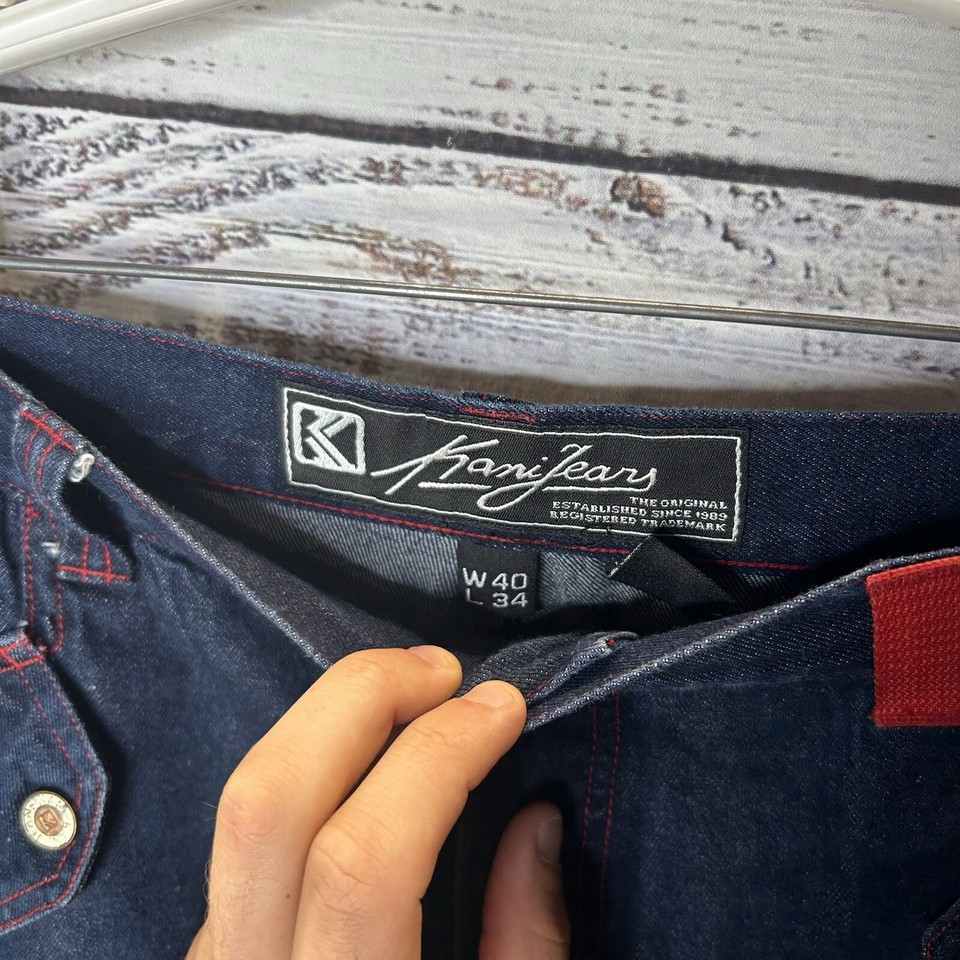 Vintage Y2K Karl Kani Skate Baggy Punk Wide Leg Rave Jeans Dark Wash