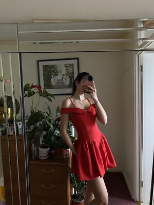 strapless open back dress Red