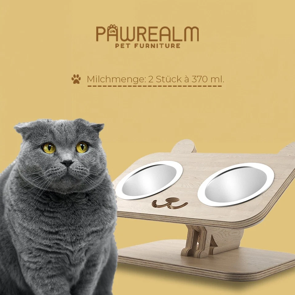 Katzennapf Hochwertige Doppelnäpfe Edelstahl mit Ständer, erhöhte Futternäpfe - Bild 4 von 4