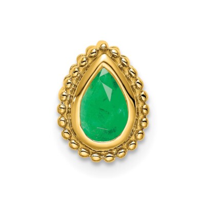 14 Karat Gelbgold Birne Smaragd Kette Plättchen 0,81 g perfektes Geschenk für sie