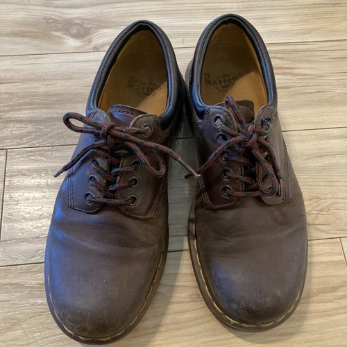Dr Martens Oxford Shoes Mens Size 10 Brown Leather Slip Resistant Soft Toe 4 Eye